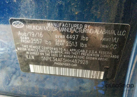 2017 Hyundai Sonata Sport from USA, damaged, VIN 5NPE34AF5HH487928